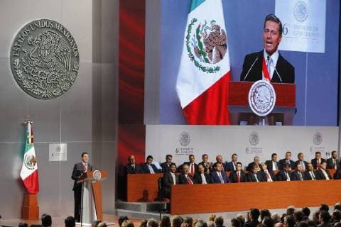 Mexican President Enrique Pena Nieto presents the sixth and last report of his Government at the National Palace, in Mexico City, Mexico, 03 September 2018. Pena Nieto delivered his last Government report under low popularity rates and marked by a violence and corruption wave in the country. Pena Nieto presents last report with low popularity rates !ACHTUNG: NUR REDAKTIONELLE NUTZUNG!  Copyright: xJorgexNunezx CMX09 20180903-636716042267822932