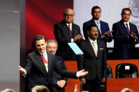 September 3, 2018 - EUM20180903NAC08.JPG .CIUDAD DE MEXICO. PresidentPresidente-EPN Informe.- 3 de septiembre de 2018. El presidente Enrique Pena Nieto a su llegada al patio central de Palacio Nacional, para ofrecer un mensaje como parte de su Sexto Informe de Gobierno, ante diputados, senadores, gobernadores, diplomaticos acreditados en Mexico, empresarios, artistas e intelectuales, en el Foto: Agencia EL UNIVERSALLucia GodinezEELG  - ZUMAu78_ 20180903_zaf_u78_013 Copyright: xElxUniversalx