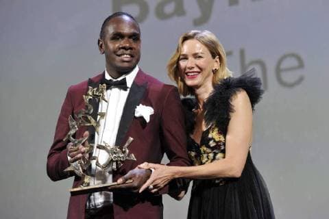 Baykali Ganambarr and Naomi Watts attending the award ceremony of the 75th Venice International Film Festival at the Palazzo del Casino on September 09, 2018 in Venice, Italy