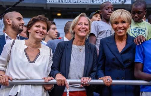 Brigitte Macron - Sophie Cluzel ( Chargee des Personnes Handicapees ) - Roxana Maracineanu ( Ministre des Sports ) FOOTBALL : Varietes Club de France vs Equipe de France des Parlementaires - Saint Denis - 12 09 2018 FedericoPestellini Panoramic 