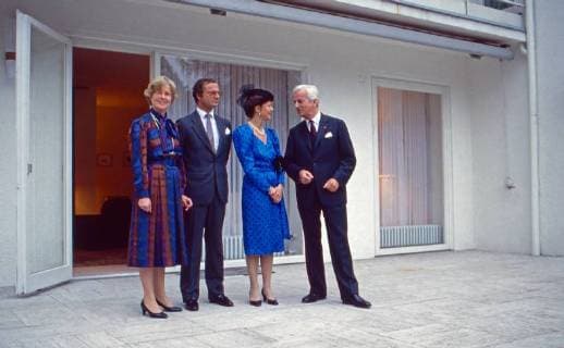 Bernadotte Das schwedische Königspaar in Deutschland: (v. l.) Marianne von Weizsäcker, König Carl XVI. Gustaf, Königin Silvia, Richard von Weizsäcker, Deutschland 1986. Swedish royals visiting Germany: (l to r) Marianne von Weizsaecker, King Carl XVI Gustaf, Queen Silvia, Richard von Weizsaecker, Germany 1986. Copyright: WolfgangxKühn UnitedArchives100352