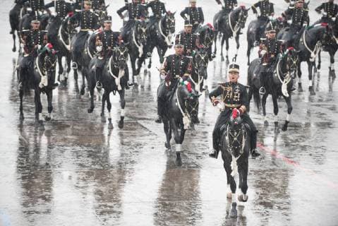 September 13, 2018 - Mexico City, Mexico - Military Cavalry Cadets march to Pass and Review as Mexican President Enrique PeÃÂ¦a Nieto hosts a Military Parade at the Heroic Collegio Militar (Military Academy) in Mexico City, Mexico, Sept. 13, 2018. Mexico City Mexico - ZUMAic07 20180913_zan_ic07_043 Copyright: xUsxJointxStaffx