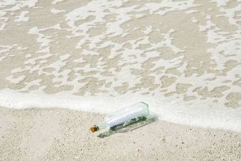 Message in a bottle washed up on shore  Copyright: MichèlexConstantini B50797509