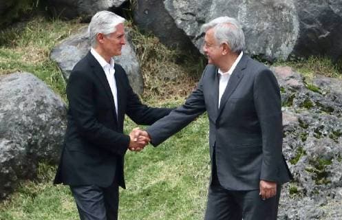 September 15, 2018 - EUM20180915POL04.JPG .OCOYOACAC, Mex. CommemorationsCelebraciones-AMLO.- 15 de septiembre de 2018. Alfredo del Mazo, gobernador del Estado de Mexico; y el presidente electo Andres Manuel Lopez Obrador, durante la conmemoracion de la Independencia de Mexico en el Monte de las Cruces. Foto: Agencia EL UNIVERSALAriel OjedaEELG Copyright: xElxUniversalx