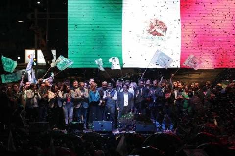 September 15, 2018 - EUM20180915POL19.JPG .CIUDAD DE MEXICO, Aniversary Aniversario-PAN.- Miembros y simpatizantes del Partido Accion Nacional, durante el festejo de los 79 anos de su fundacion, este sabado 15 de septiembre de 2018 en la glorieta del Ãngel de la Independencia, en la Ciudad de Mexico. Foto: Agencia EL UNIVERSAL MAR. Copyright: xBerenicexFregosox