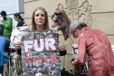 Animal rights activists target London Fashion Week with the largest fur protests seen at the event in a decade, London. SEPTEMBER 15th 2018  SLIx183176