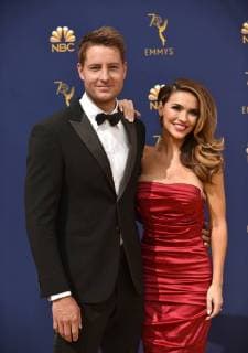 Actors Justin Hartley and Chrishell Hartley attend the 70th annual Primetime Emmy Awards at the Microsoft Theater in downtown Los Angeles on September 17, 2018.  LAP20180917455 CHRISTINExCHEW