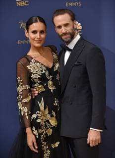 Actors Maria Dolores Dieguez (L) and Joseph Fiennes attend the 70th annual Primetime Emmy Award at the Microsoft Theater in downtown Los Angeles on September 17, 2018.  LAP20180917030 CHRISTINExCHEW
