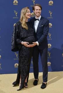 Actors Yvonne Strahovski and Tim Loden attend the 70th annual Primetime Emmy Award at the Microsoft Theater in downtown Los Angeles on September 17, 2018.  LAP20180917081 CHRISTINExCHEW
