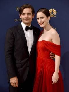 Actors Jason Ralph (L) and Rachel Brosnahan attend the 70th annual Primetime Emmy Award at the Microsoft Theater in downtown Los Angeles on September 17, 2018.  LAP20180917175 CHRISTINExCHEW