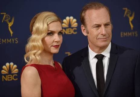 Actors Rhea Seehorn and Bob Odenkirk attend the 70th annual Primetime Emmy Award at the Microsoft Theater in downtown Los Angeles on September 17, 2018.  LAP20180917245 CHRISTINExCHEW