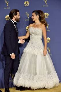 Edgar Ramirez and Penelope Cruz appear backstage during the 70th annual Primetime Emmy Awards at the Microsoft Theater in downtown Los Angeles on September 17, 2018.  LAP201809171605 JIMxRUYMEN