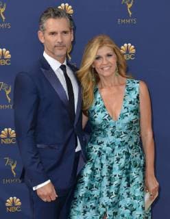 Actors Connie Britton (L) and Eric Bana attend the 70th annual Primetime Emmy Award at the Microsoft Theater in downtown Los Angeles on September 17, 2018.  LAP201809171157 CHRISTINExCHEW