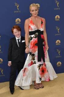 Bennett Robert Godley (L) and actor Jane Krakowski attend the 70th annual Primetime Emmy Award at the Microsoft Theater in downtown Los Angeles on September 17, 2018.  LAP201809171174 CHRISTINExCHEW