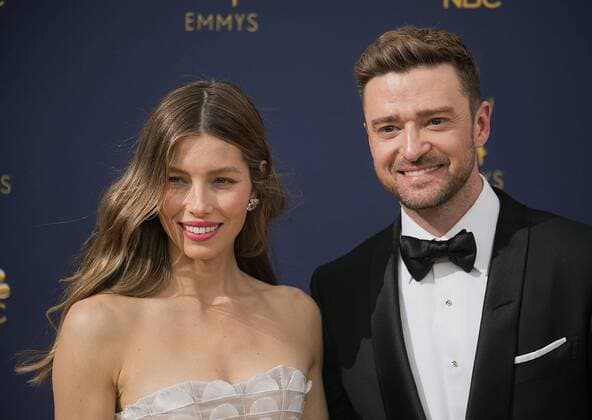 September 17, 2018 - Los Angeles, California, United States of America - Jessica Biel (L) and Justin Timberlake on the red carpet of the 70th Annual Primetime Emmy Awards held at the Microsoft Theater on Monday September 17, 2018 in Los Angeles, California. JAVIER ROJAS PI Los Angeles United States of America - ZUMAp124 20180917_zaa_p124_330 Copyright: xJavierxRojas Pix