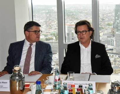 21.09.2018 Frankfurt am Main, Hessischen Film- und Kinopreis 2018 Bekanntgabe der Nominiereungen und Ehrenpreisträger Boris Rhein Hessischer Minister für Wissenschaft und Kunst Hans Joachim Mendig Geschäftsführer Hessen Film