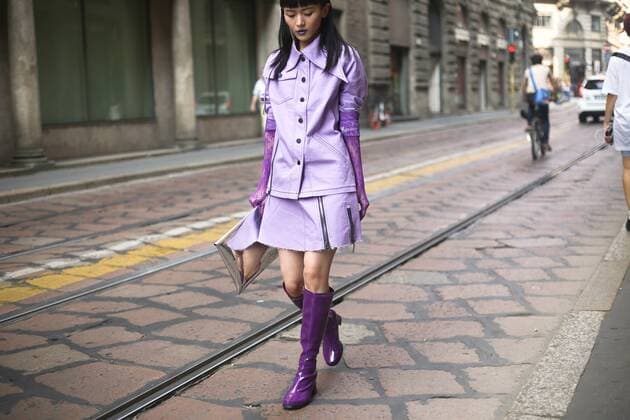 Freya Sinyu Siu posing on the street outside the Vivetta show during Milan Fashion Week - Sept 20, 2018 - MFW: Spring 2019 Street Style Day 2, New York New York United States  Copyright: xValentinaxRanierix h_00547858