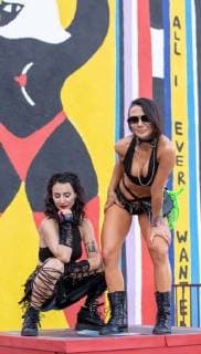 September 21, 2018 - Las Vegas, Nevada, U.S - Two female attendees pose for a portrait during Life Is Beautiful Music Festival in Las Vegas, Nevada Las Vegas U.S. - ZUMAs135 20180921_zap_s135_044 Copyright: xDanielxDeSloverx