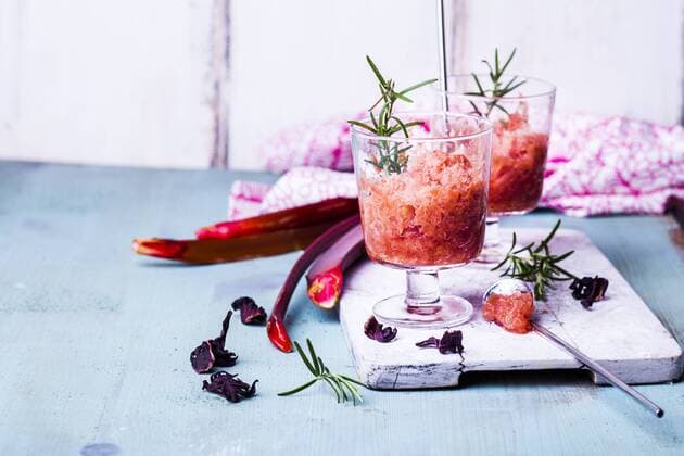 Rhubarb-hibiscus granita with rosemary  SBDF03737