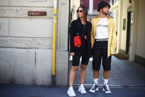 Alice Barbier and js Roques posing on the street outside of the Dolce & Gabbana show during Milan Fashion Week - Sept 23, 2018 - MFW: Spring 2019 Street Style Day 5, Milan Italy  Copyright: xValentinaxRanierix h_00551102