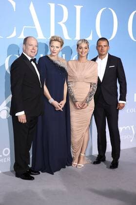 Fürst Albert II. von Monaco, Fürstin Charlene von Monaco, Katy Perry und Orlando Bloom bei der 2. Monte-Carlo Gala for the Global Ocean 2018 in den Terraces of Opera de Monte-Carlo. Monaco, 26.09.2018