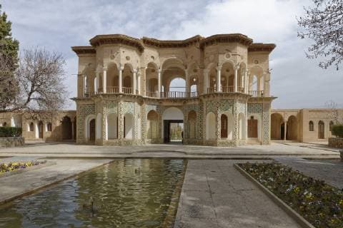 The central pavilion, The garden of Shahzadeh (Prince s Garden), Mahan, Province of Kerman, Iran, Middle East Copyright: Jean-PierrexdexMann 724-2564