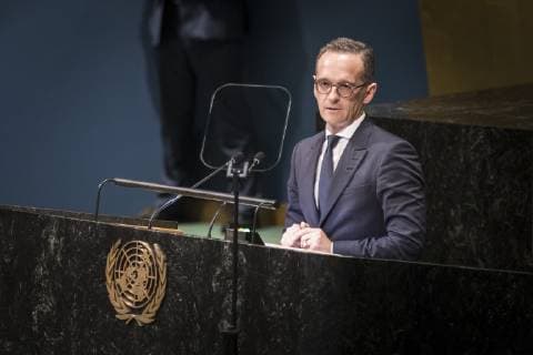 News Themen der Woche KW39 News Bilder des Tages Bundesaussenminister Heiko Maas, SPD, haelt seine Rede vor den Vereinten Nationen in New York, 28.09.2018. Heiko Maas nimmt an der 73. Generalversammlung der Vereinten Nationen (United Nations) teil. New York USA *** Federal Foreign Minister Heiko Maas SPD delivers speech to the United Nations in New York 28 09 2018 Heiko Maas participates in the 73 United Nations General Assembly United Nations New York USA Copyright: xFlorianxGaertner photothek.netx