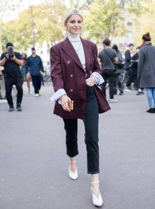 Blogger Caroline Daur posing on the street before the Issey Miyake runway show during Paris Fashion Week - Sept 28, 2018 - PFW: Spring 2019 Street Style Day 5, Paris France  Copyright: xMichaelxIpx h_00553339