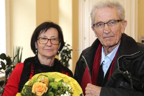 Florjan Lipus mit Gattin Maria bei der Verleihung des Großen Österreichischen Staatpreises 2018 an Florjan Lipus im Bundeskanzleramt. Wien, 01.10.2018