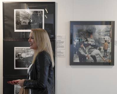 Tour for journalists of photographic exhibition on crucial moments of Czechoslovakia named Fateful Moments of Czechoslovakia was held at the Old Town Hall in Prague, Czech Republic, on October 4, 2018. The exhibition is held on the occasion of 100th anniversary of establishment of Czechoslovakia. (CTKxPhoto OndrejxDeml) CTKPhotoP201810040482601  dml 003