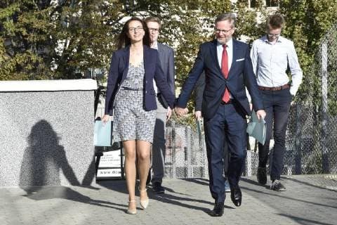 Civic Democrat (ODS) head Petr Fiala and his wife Jana Fialova are comming to a polling station during the First day of local elections in Brno, Czech Republic, October 5, 2018. (CTKxPhoto VaclavxSalek) CTKPhotoP201810050785301  sal 09k