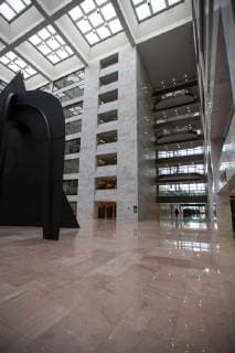 October 6, 2018 - Washington, District of Columbia, U.S. - Empty Atrium in the Hart Senate Office Building looking toward the entrance that is across Constitution Avenue, NE looking toward the United States Supreme Court Building where many of the anti-Kavanagh protests were held earlier in the week in Washington, DC on Saturday, October 6, 2018. .Credit: CNP.RESTRICTION: NO New York or New Jersey Newspapers or newspapers within a 75 mile radius of New York City) Washington U.S.  - ZUMAc306 20181006_zaa_c306_002 Copyright: xRonxSachsx