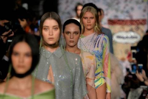 (181009) -- MEXICO CITY, Oct. 9, 2018 -- Models present creations at the Alexia Ulibarri Show during the Mercedes-Benz Fashion Week in Mexico City Oct. 8, 2018. ) MEXICO-MEXICO CITY-FASHION WEEK-ALEXIA ULIBARRI XinxYuewei 