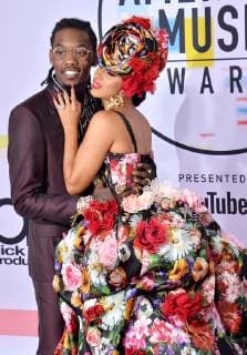 Singers Offset (L) and Cardi B arrive for the 46th annual American Music Awards at the Microsoft Theater in Los Angeles on October 9, 2018.  LAP20181009252 JIMxRUYMEN