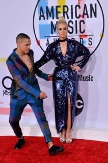 Actor Evan Ross and singer Ashlee Simpson arrive for the 46th annual American Music Awards at the Microsoft Theater in Los Angeles on October 9, 2018.  LAP20181009341 JIMxRUYMEN
