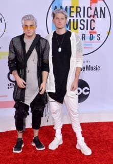 Michael Trewartha (L) and Kyle Trewartha of Grey arrive for the 46th annual American Music Awards at the Microsoft Theater in Los Angeles on October 9, 2018.  LAP20181009506 JIMxRUYMEN