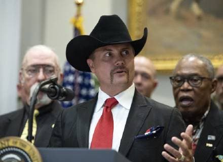 October 11, 2018 - Washington, District of Columbia, U.S. - John Rich of Big & Rich makes short remarks after United States President Donald J. Trump signed H.R. 1551, the Orrin G. Hatch-Bob Goodlatte Music Modernization Act in the Roosevelt Room of the White House in Washington, DC on Thursday, October 11, 2018 Washington U.S. - ZUMAs152 20181011_zaa_s152_068 Copyright: xRonxSachsx