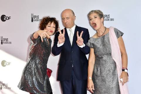 Sarah Christian, Paavo Järvi und Beate Weis bei der Verleihung des Opus Klassik 2018 im Konzerthaus am Gendarmenmarkt. Berlin, 14.10.2018