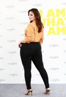 Supermodel Curvy Ashley Graham image of the new line of Mango clothes Violet in Madrid Madrid SPain 15 10 2018  JosefinaxBlanco Ashley Graham Violeta by Mango