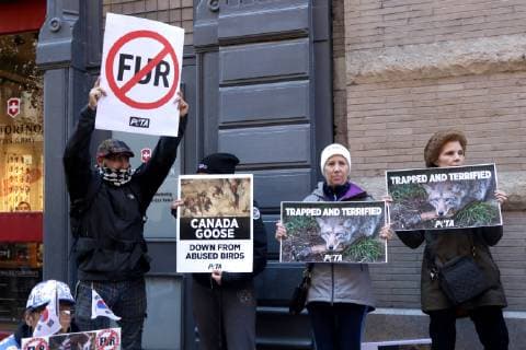 October 18, 2018 - New York City, New York, US - American animal rights organization, People for the Ethical Treatment of Animals (PETA) staged a protest action outside of Canada GooseÃ¢â‚¬â ¢s SOHO store on 18th. October 2018, highlighting the use of animal fur in the outer winter-wear company product line. New York City US - ZUMAl135 20181018_zap_l135_009 Copyright: xG.xRonaldxLopezx
