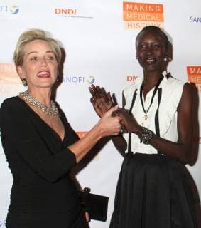 NEW YORK, NY - OCTOBER 24: Sharon Stone, Alek Wek at the Drugs for Neglected Diseases Initiative Inaugural Making Medical History Gala at the Bowery Hotel in New York City on October 24, 2018. Copyright: xRWx
