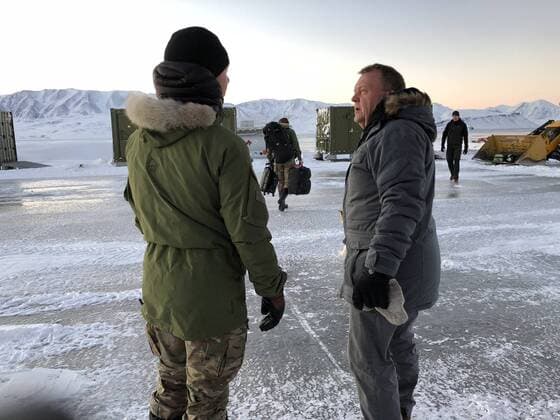 Statsminister Lars Loekke Rasmussen, fredag den 26. oktober 2018, i Siriuspatruljens hovedkvarter Daneborg paa halvoeen Wollaston Foreland paa Groenland. . , Wollaston Foreland Greenland Denmark  Copyright: Statsministeriet handoutx COP110 spdk20181027-130956-L