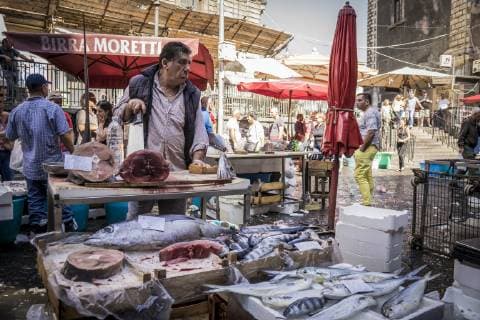 IMAGO Creative: Stadt-Dichotomien View Of A Fish Market In The City Of Sicily, Catania, Catania Sicily Italy Copyright: MatthewxDeLorme DEAT000048