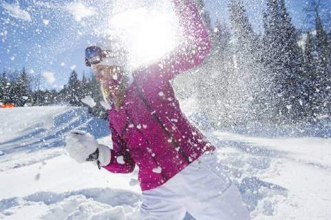Sophy MIles Having a Snowball Fight WIth Friends in Park City Utah, Park City Utah USA model released Symbolfoto Copyright: ScottxMarkewitz MASC000281