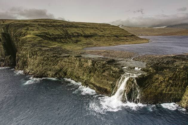 Bosdalafossur Waterfall Which Flows From Sorvagsvatn Directly Into Atlantic Ocean, Vagar Faroe Islands Faroe Islands Copyright: SergioxVillalba VISE000887