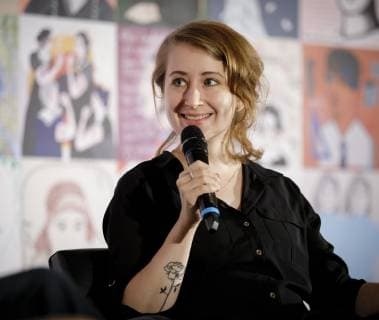 Margarete Stokowski, bei einer Podiumsdiskussion im Rahmen der Veranstaltung 100 Frauen und 100 Jahre Frauenwahlrecht im Bundesministerium der Justiz und fuer Verbraucherschutz, 01.11.2018, Berlin. Berlin Deutschland *** Margarete Stokowski at a panel discussion during the event 100 Women and 100 Years of Womens Voting Rights at the Federal Ministry of Justice and Consumer Protection 01 11 2018 Berlin Berlin Germany Copyright: xBMJV IngaxKjer photothekx