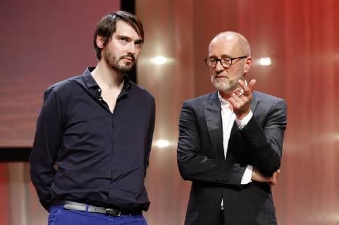 Aron Lehmann und Peter Lohmeyer bei der 8. Verleihung des Günter Rohrbach Filmpreises 2018 in der Neuen Gebläsehalle Neunkirchen. Neunkirchen, 02.11.2018