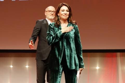Peter Lohmeyer und Iris Berben bei der 8. Verleihung des Günter Rohrbach Filmpreises 2018 in der Neuen Gebläsehalle Neunkirchen. Neunkirchen, 02.11.2018