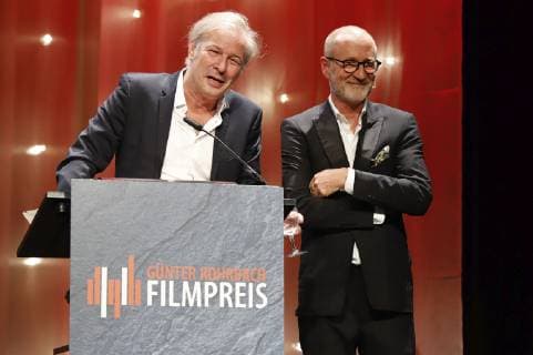 Leander Haußmann und Peter Lohmeyer bei der 8. Verleihung des Günter Rohrbach Filmpreises 2018 in der Neuen Gebläsehalle Neunkirchen. Neunkirchen, 02.11.2018