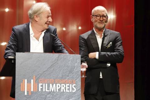 Leander Haußmann und Peter Lohmeyer bei der 8. Verleihung des Günter Rohrbach Filmpreises 2018 in der Neuen Gebläsehalle Neunkirchen. Neunkirchen, 02.11.2018